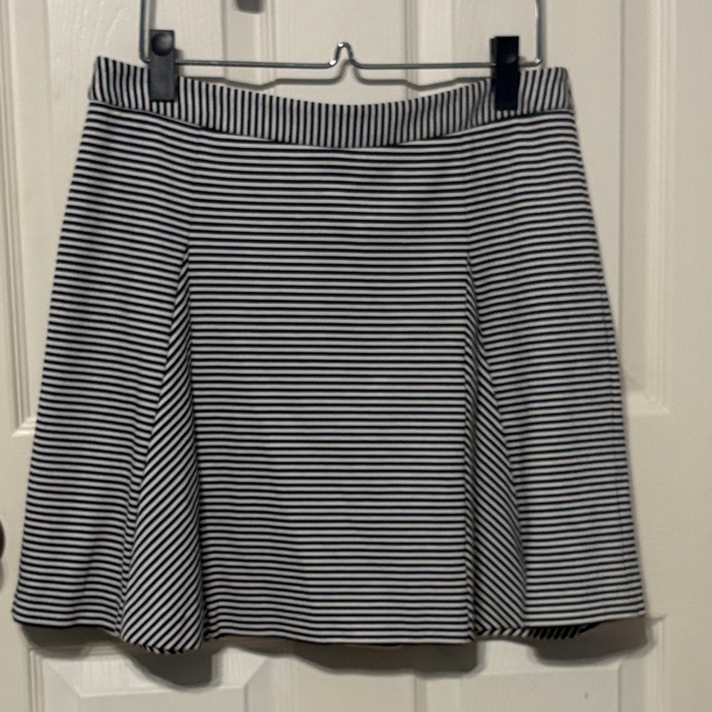 MICHAEL Michael Kors Black and White Striped Skater Skirt